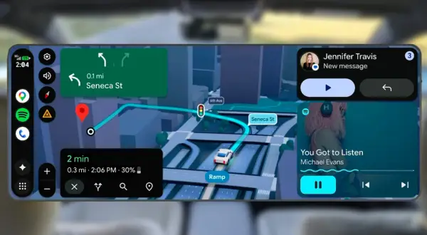 Nowe funkcje w android auto aktualizacja: nawigacja, wiadomości i muzyka.