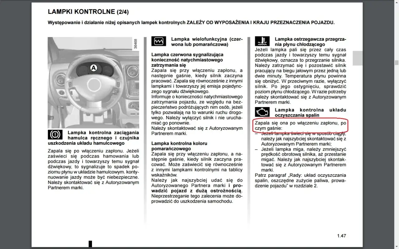 Co oznaczają kontrolki w Dacia Dokker? Opis ostrzegawczych symboli