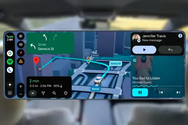 Nowe funkcje w android auto aktualizacja: nawigacja, wiadomości i muzyka.